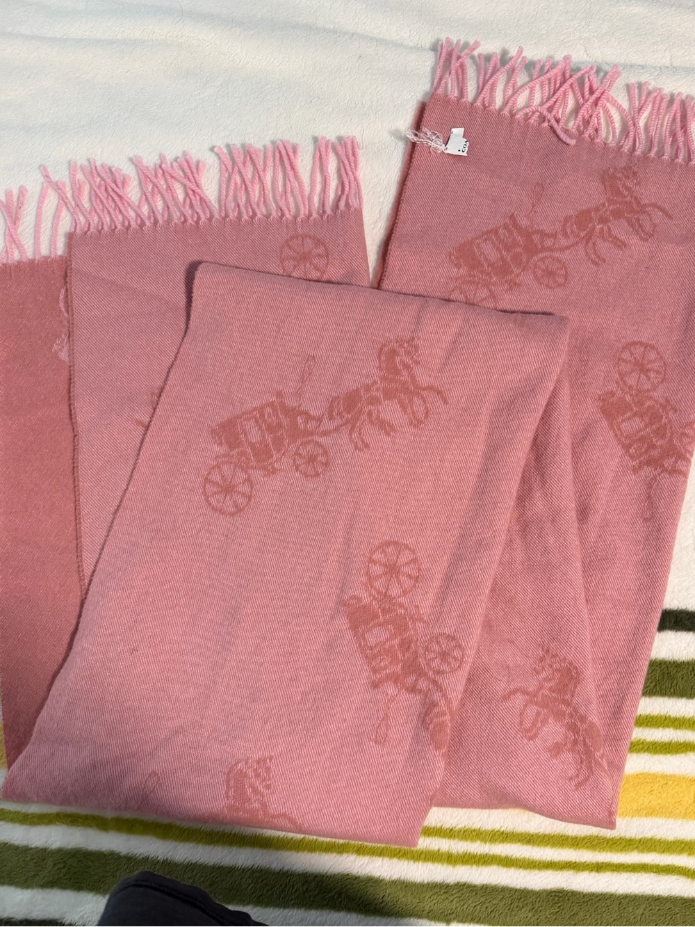 Coach Pink Fringe horse and carriage Scarf